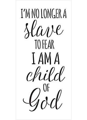 ivana's - Ivana's No Longer Slave to Fear - Child of God Stencil | Reusable Mylar Template | Paint Wood Sign | Craft Rustic Faith Quote Home Decor | DIY Farmhouse Cursive Script Song Lyric | Size - Image 1