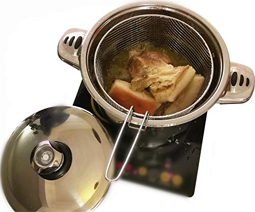 i Kito 6QT Deep Fryer Set Stainless Steel Deep Fry Basket & 3-Ply Deep Frying Pot Sauce Pan With Lid - Image 3
