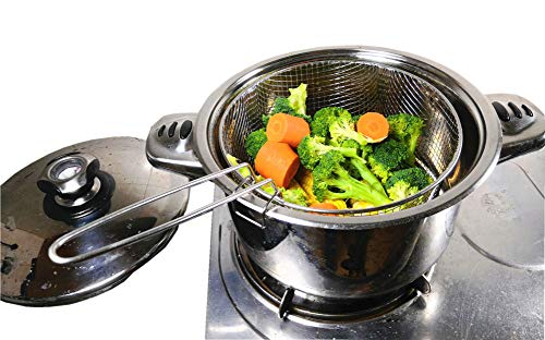 i Kito 6QT Deep Fryer Set Stainless Steel Deep Fry Basket & 3-Ply Deep Frying Pot Sauce Pan With Lid - Image 4