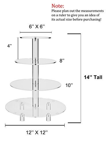 Jusalpha Large 4 Tier Cupcake Stand,Acrylic Round Cake Stand Dessert Tower Tea Party Serving Platter, Cupcake Tree Wedding Party Décor, Stand with Rod Feet (4RF) - Image 5