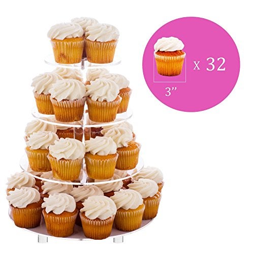 Jusalpha Large 4 Tier Cupcake Stand,Acrylic Round Cake Stand Dessert Tower Tea Party Serving Platter, Cupcake Tree Wedding Party Décor, Stand with Rod Feet (4RF) - Image 2