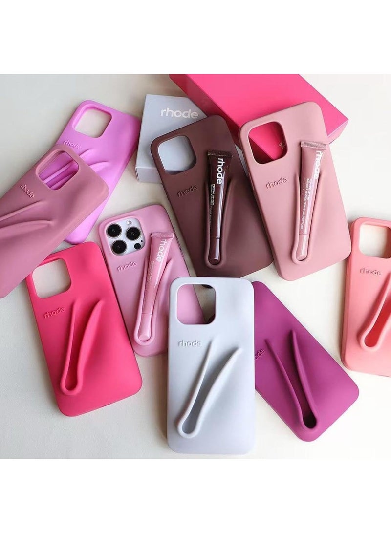 Rhode Iphone 16 Pro  phone Case Covar Lip Balm Holder in Original Package Muiti Functional Phone Case With Stylish Silicone Travel Bag - Image 3