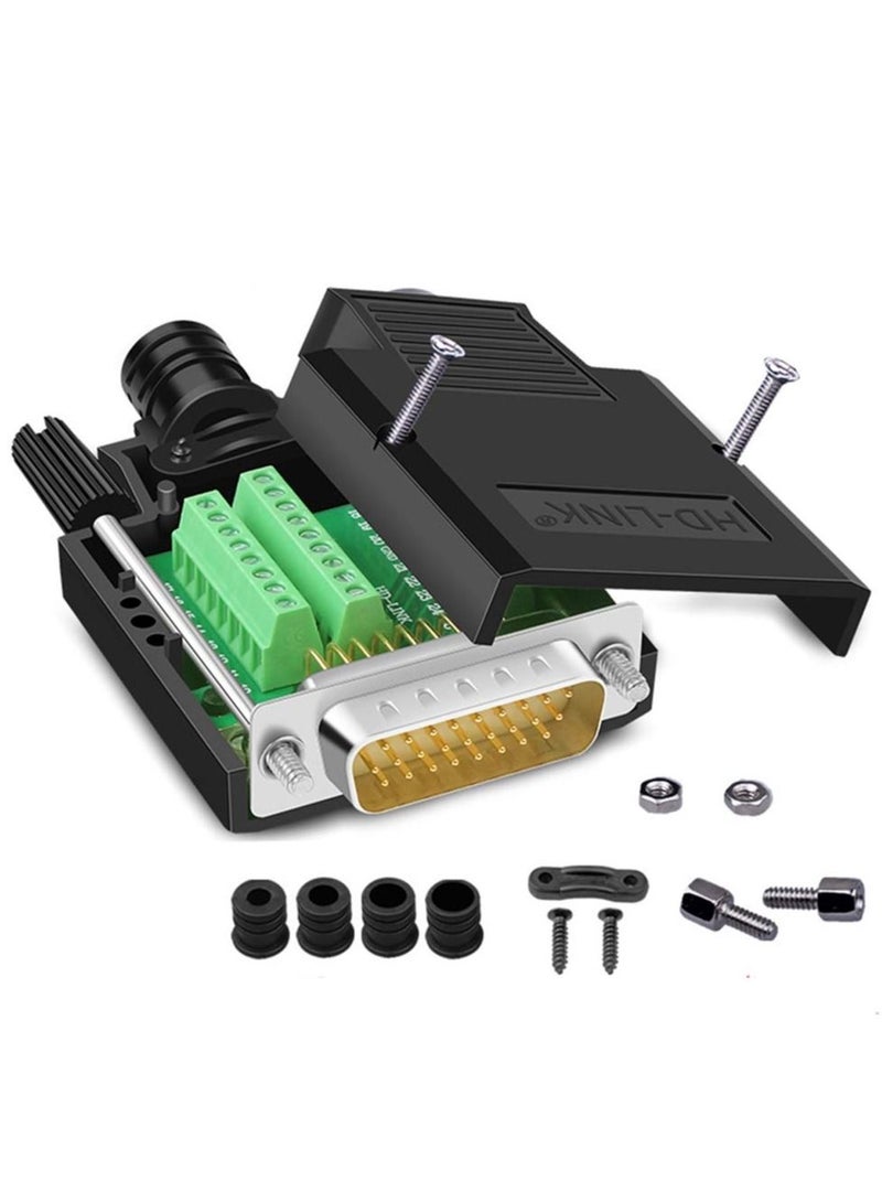 Y&D DB26 Breakout Connector, Solderfree RS232 D-SUB Serial to 26-Pin Port Terminal Male Adapter Pure Copper Core Gold Plated Connector with Case - Image 1