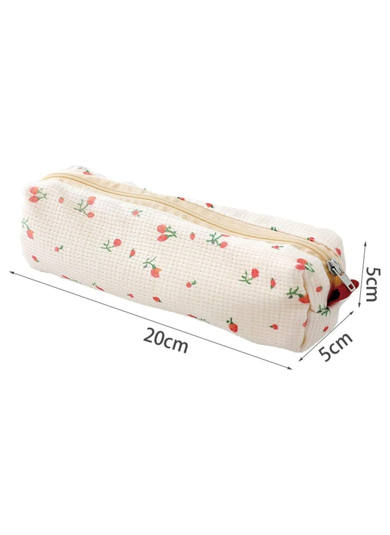 YelaJoy Floral Prints Small Pencil Bag, Cotton Concise Zipper Pen Pouch, Little Freshness Style Floral Pattern Stationery Storage Cases for School Office, 2 Pcs  - Image 5