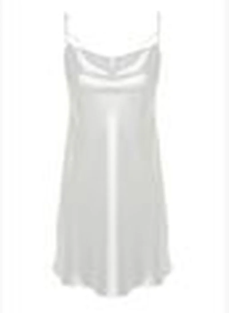 trendyol Ecru Lace Collar Back Detailed Satin Woven Nightgown