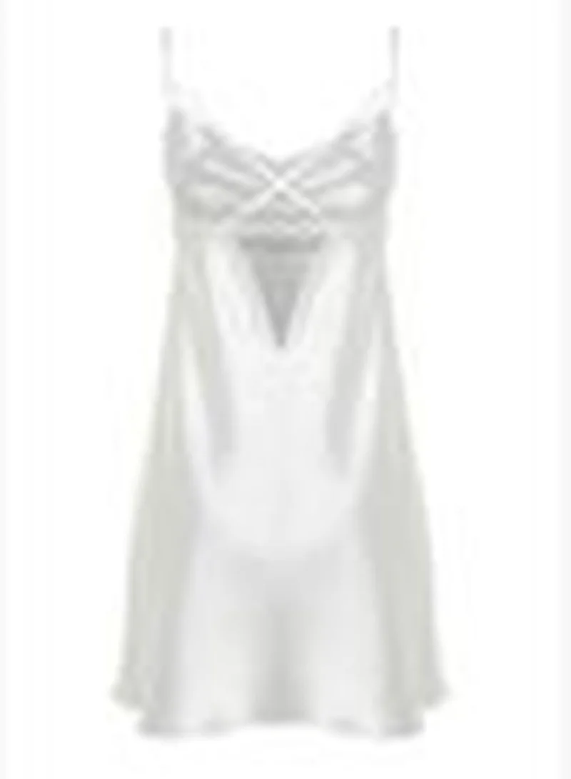 trendyol Ecru Lace Collar Back Detailed Satin Woven Nightgown