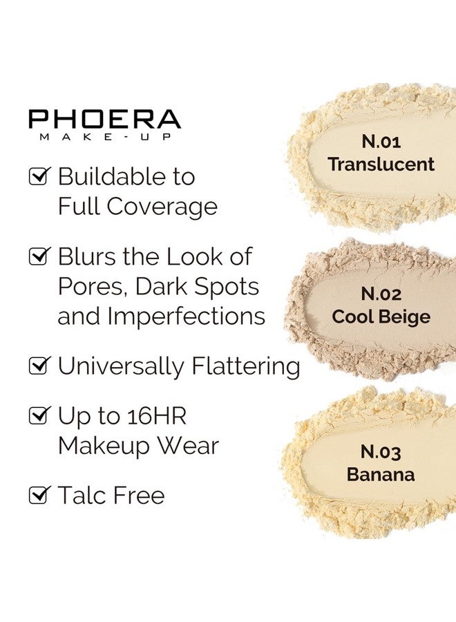 Hilareco PHOERA Foundation Face Powder, Soft Focus Setting Powder, Silky Powder For Creating Without Shine, Smooths Pores & Lines, Up to 24H Wear Oil Control,0.49 Oz (N.02 Cool Beige) - Image 4