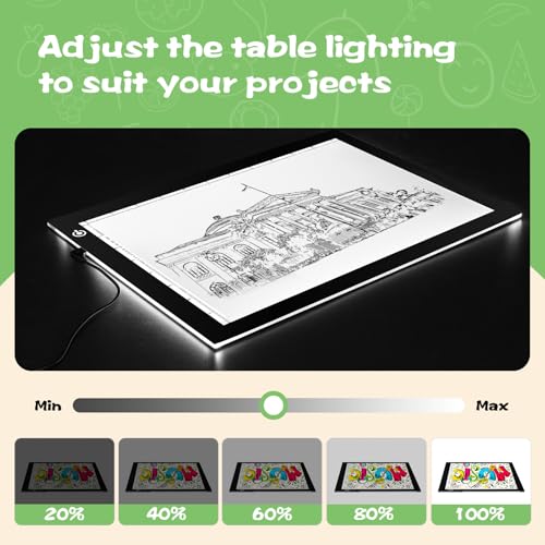 KIVOTAC 9x12 Inch LED Light Pad, Ultra-Thin USB Powered Bright Light up Box Adjustable Light Table for Drawing, Weeding Vinyl, Diamond Art, Sketching, Tracing and Animation - Image 3