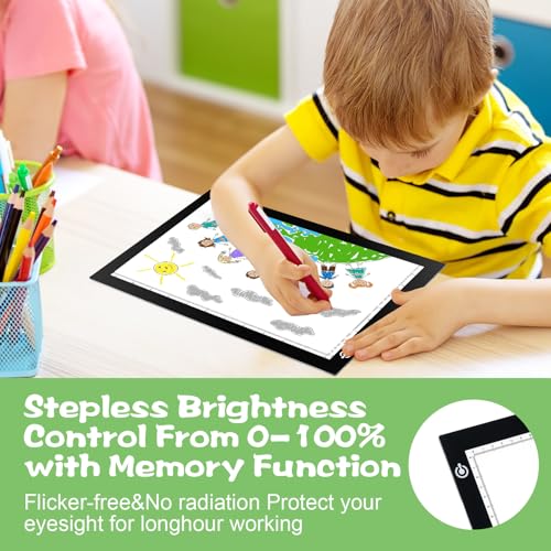 KIVOTAC 9x12 Inch LED Light Pad, Ultra-Thin USB Powered Bright Light up Box Adjustable Light Table for Drawing, Weeding Vinyl, Diamond Art, Sketching, Tracing and Animation - Image 5
