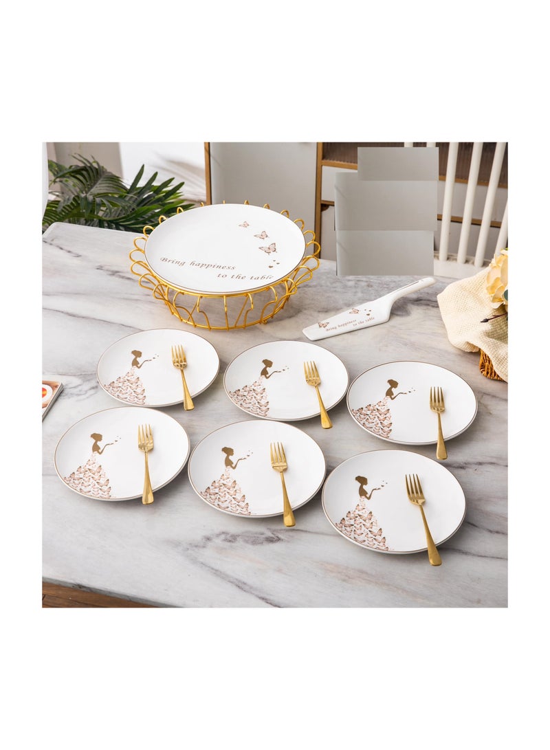 طقم كيك 15قطعة مدور سداسى من لا مايا ابيض CP2-7(W) - Image 2