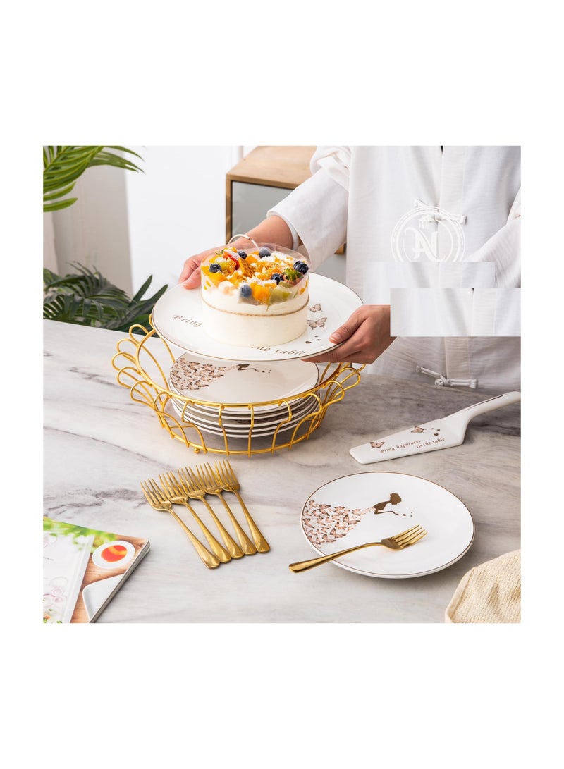 طقم كيك 15قطعة مدور سداسى من لا مايا ابيض CP2-7(W) - Image 4