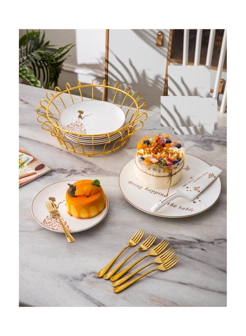 طقم كيك 15قطعة مدور سداسى من لا مايا ابيض CP2-7(W) - Image 1