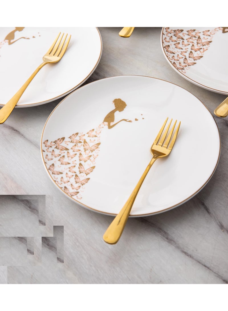 طقم كيك 15قطعة مدور سداسى من لا مايا ابيض CP2-7(W) - Image 3