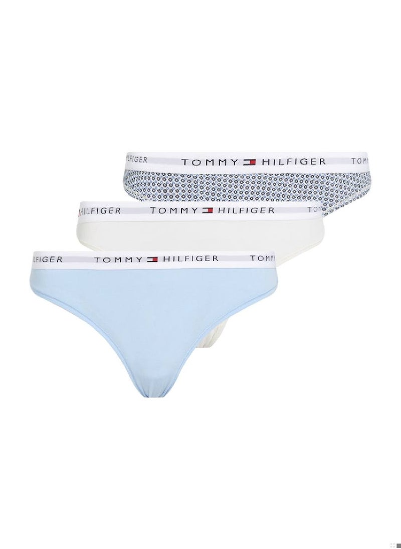 TOMMY HILFIGER Women's 3-Pack Repeat Logo Briefs - Cotton, Multicolour  - Image 1
