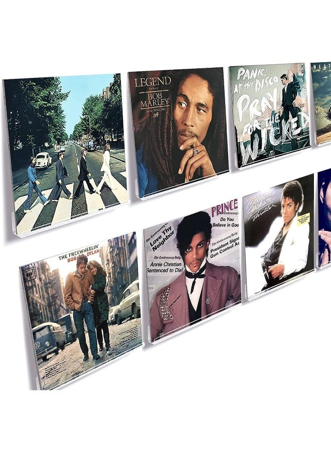 TPGP Vinyl Record Wall Mount - Set of 4 Acrylic Holders for LP Storage, Transparent Shelf Stand - Image 1