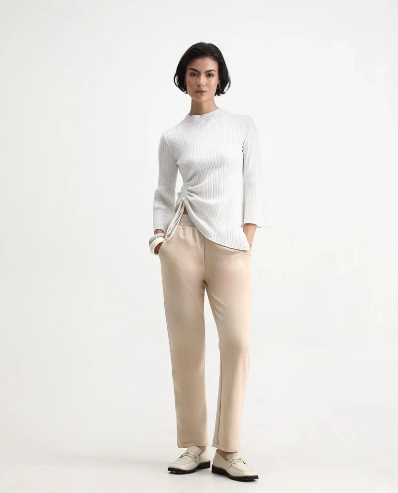 Rareism Women's Solid Straight Fit Trackpant