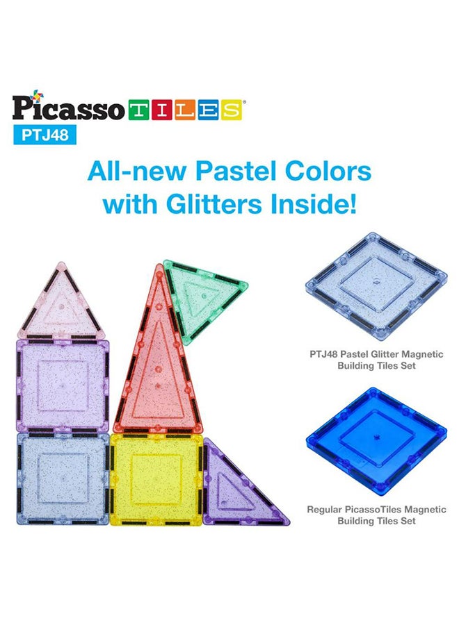 بيكاسو تيلز مكعبات بناء مغناطيسية لامعة من الباستيل مكونة من 48 قطعة، ألعاب حسية مغناطيسية للأطفال من سن 3 سنوات فما فوق - Image 3