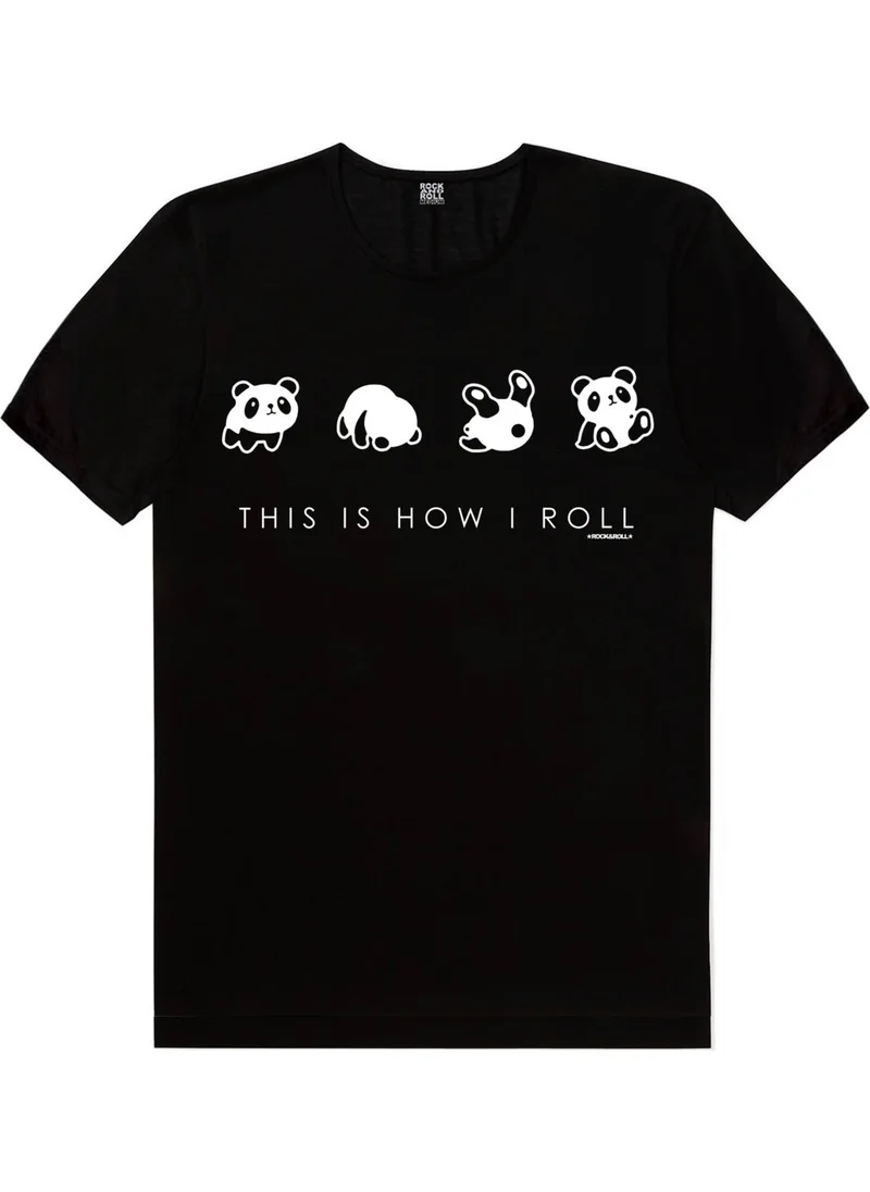 Rock&Roll Panda Tumble Black Short Sleeve Men's T-Shirt