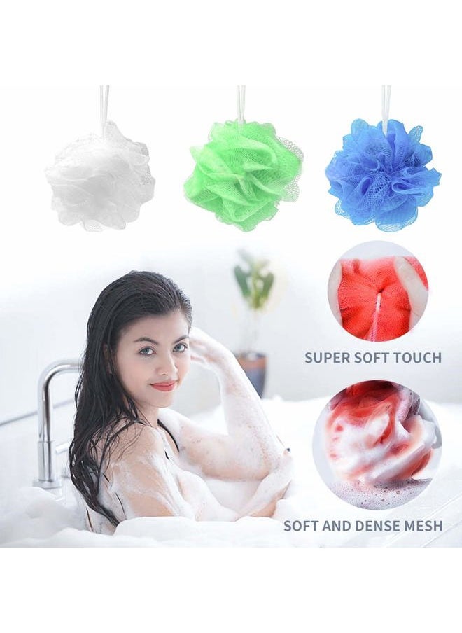 Brand Long Lasting Bath Sponge 6 Counts | 60g Heavy Bath Mesh Pouf with Suction Cup | Big Shower Sponge and Loofahs | Holding Up Bathing Exfoliator and Body Scrubber