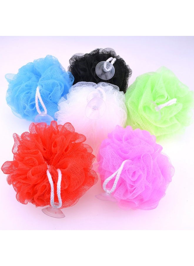 Brand Long Lasting Bath Sponge 6 Counts | 60g Heavy Bath Mesh Pouf with Suction Cup | Big Shower Sponge and Loofahs | Holding Up Bathing Exfoliator and Body Scrubber
