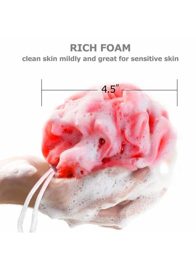 Brand Long Lasting Bath Sponge 6 Counts | 60g Heavy Bath Mesh Pouf with Suction Cup | Big Shower Sponge and Loofahs | Holding Up Bathing Exfoliator and Body Scrubber