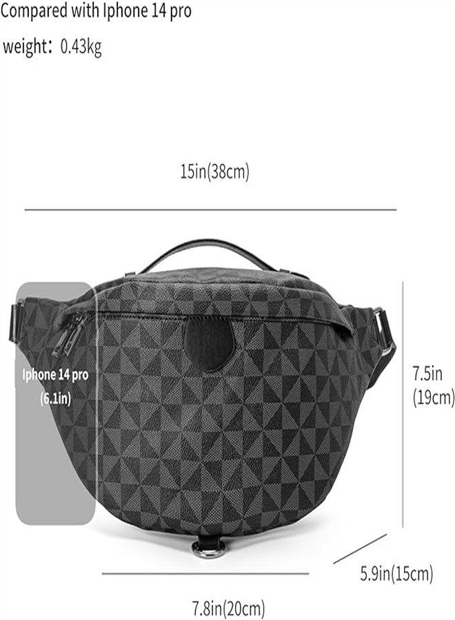KASTWAVE Fanny Pack Crossbody Bags for Women, Fashion Sling Bag for Girls, Small Belt Chest Bum Bag, PU Leather Waterproof Checkered Fanny Packs for Runing, Shopping, Travel - Image 4