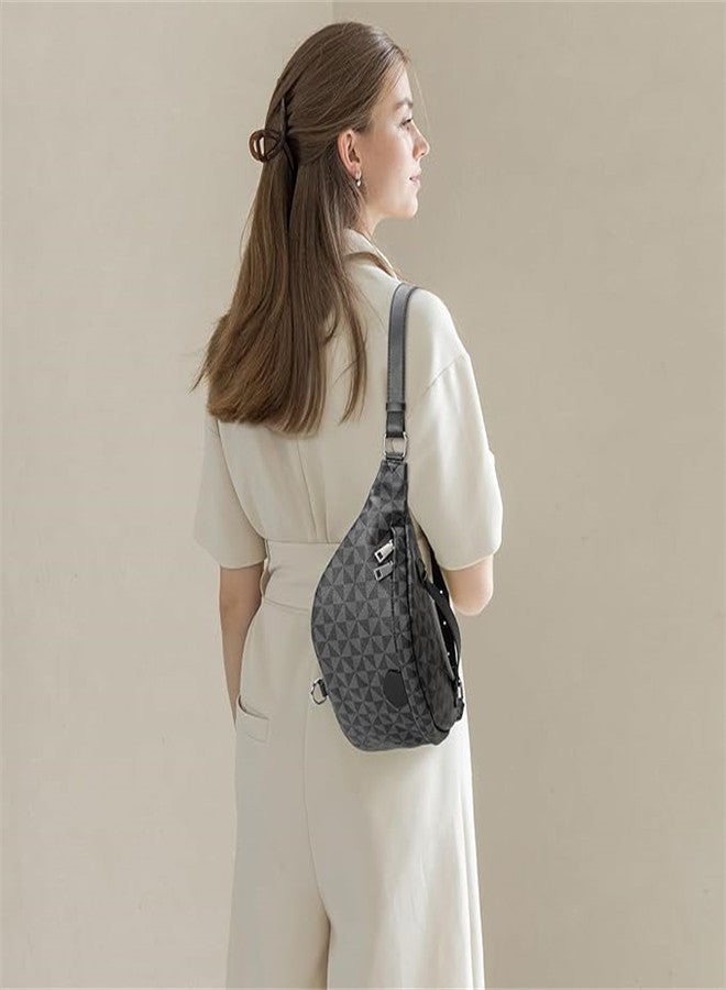 KASTWAVE Fanny Pack Crossbody Bags for Women, Fashion Sling Bag for Girls, Small Belt Chest Bum Bag, PU Leather Waterproof Checkered Fanny Packs for Runing, Shopping, Travel - Image 3