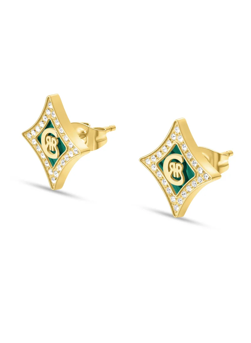 شيروتي 1881 Silvia Gold Plated with Diamond Shaped Malachite Set of Necklace,Earrings and Bracelet For Women