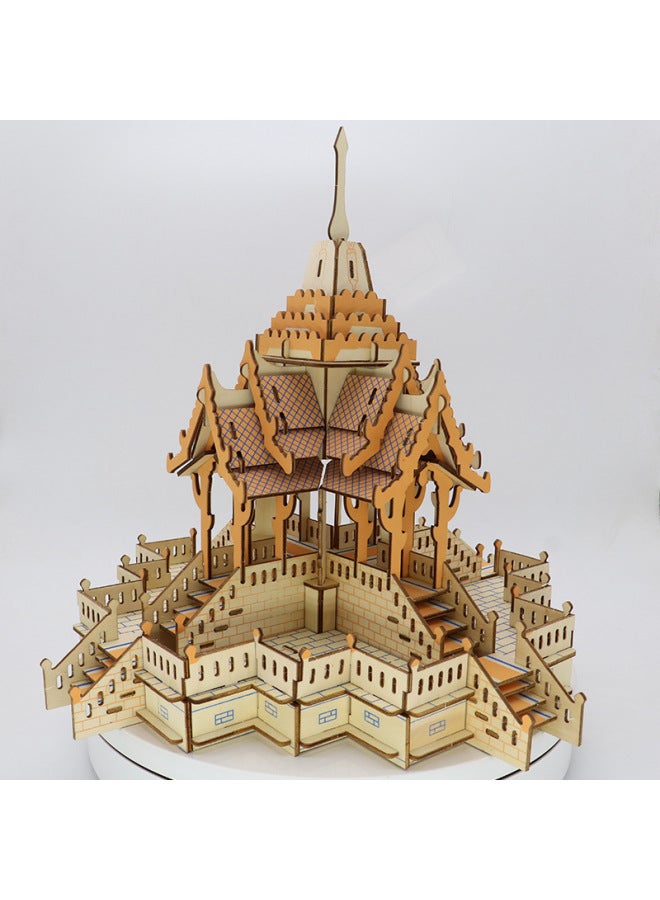 College Students Gift Wooden 3D Three-dimensional Jigsaw Puzzle Ancient Building Model DIY Educational Toys Stall Supply-Color:Dream Villa - Image 5
