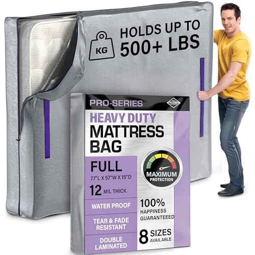 KING-A-MA-JIGS Mattress Storage Bag Full Size - Heavy Duty 10 Mil Thick Plastic Mattress Bags For Moving Full Size - Zipper And 8 Carrying Handles. Outoor Mattress Cover For Moving - Moving Mattress Protector Bag - Image 3