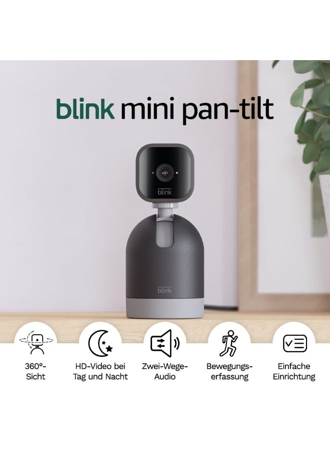 بلينك كاميرا Blink Mini Pan-Tilt – كاميرا مراقبة ذكية داخلية قابلة للدوران والتوصيل بالكهرباء، مزودة بخاصية التحدث والاستماع ثنائي الاتجاه، وفيديو عالي الدقة HD، واكتشاف الحركة، مع دعم Alexa. تأتي مع تجربة مجانية لخطة Blink Subscription Plan، باللون الأسود. - Image 2