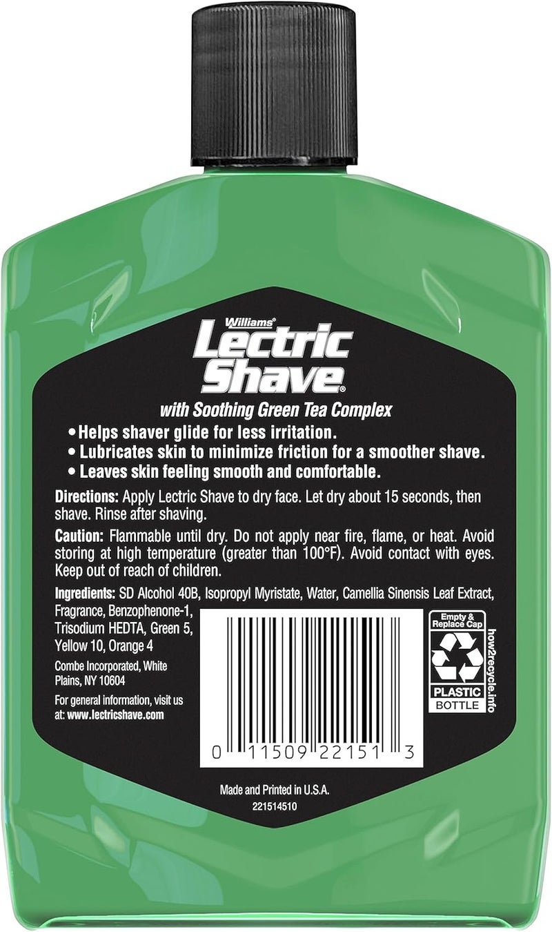 Williams Lectric Shave Electric Razor Pre-Shave Lotion with Green Tea Complex, 7 Ounce - Image 2