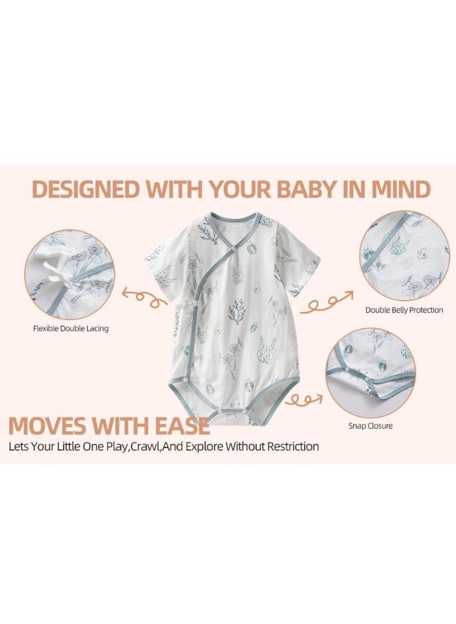 SEEDNUR - Infant Baby Unisex Jumpsuits with Button Short Sleeve 70%Viscose（From Bamboo）30%Cotton Forest Style Size 0-3 and 3-6 Month Old Babies - Image 1