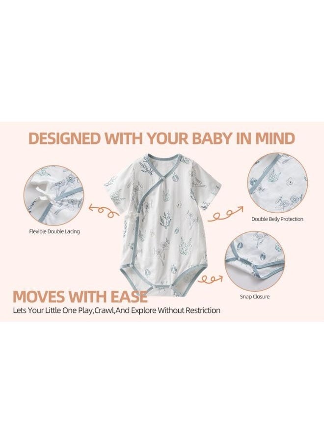 SEEDNUR - Infant Baby Unisex Jumpsuits with Button Short Sleeve 70%Viscose（From Bamboo）30%Cotton Forest Style Size 0-3 and 3-6 Month Old Babies - Image 1