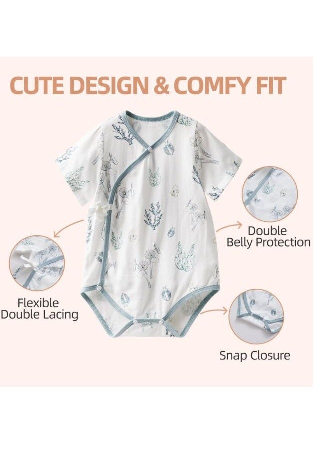 SEEDNUR - Infant Baby Unisex Jumpsuits with Button Short Sleeve 70%Viscose（From Bamboo）30%Cotton Forest Style Size 0-3 and 3-6 Month Old Babies - Image 1