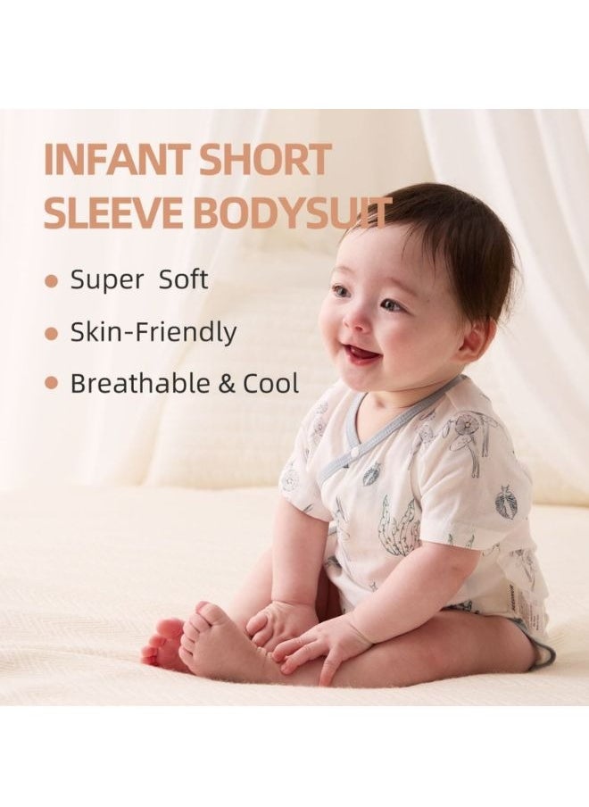 SEEDNUR - Infant Baby Unisex Jumpsuits with Button Short Sleeve 70%Viscose（From Bamboo）30%Cotton Forest Style Size 0-3 and 3-6 Month Old Babies - Image 1
