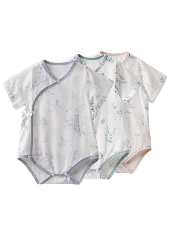 SEEDNUR - Infant Baby Unisex Jumpsuits with Button Short Sleeve 70%Viscose（From Bamboo）30%Cotton Forest Style Size 0-3 and 3-6 Month Old Babies - Image 1