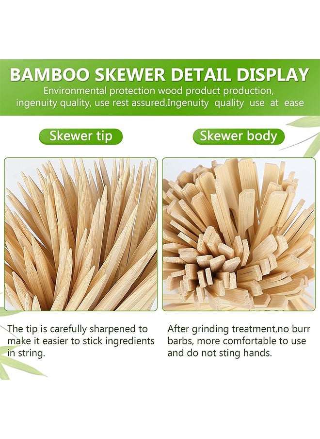 HS Bamboo Skewers, 6 inch Bamboo Sticks For Cocktail, 100PCS Shish Kabab Skewers Sticks Wide Flat Paddle Wooden Skewers, Barbeque, Grilling, Appetizers, Food Picks, Cocktail Picks For Party  - Image 2