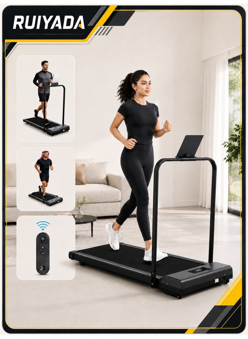 RUIYADA 2-in-1 Foldable Under Desk Treadmill Walking Pad, 3.5HP Quiet Motor, Adjustable Slope, 0.6–7.6 MPH, Home & Office Fitness, Max 110kg - Image 1
