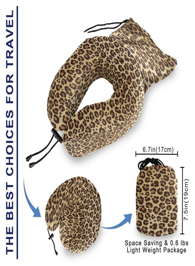 ALAZA Memory Foam Travel Pillow with Snap Clip Animal Leopard Print Geometric Brown Neck Pillow for Airplane Travel Kit, Soft Comfortable and Washable - Image 4