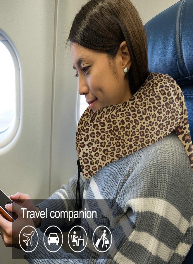 ALAZA Memory Foam Travel Pillow with Snap Clip Animal Leopard Print Geometric Brown Neck Pillow for Airplane Travel Kit, Soft Comfortable and Washable - Image 5