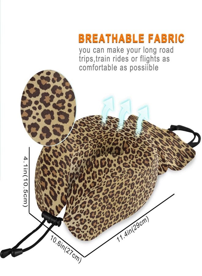 ALAZA Memory Foam Travel Pillow with Snap Clip Animal Leopard Print Geometric Brown Neck Pillow for Airplane Travel Kit, Soft Comfortable and Washable - Image 3