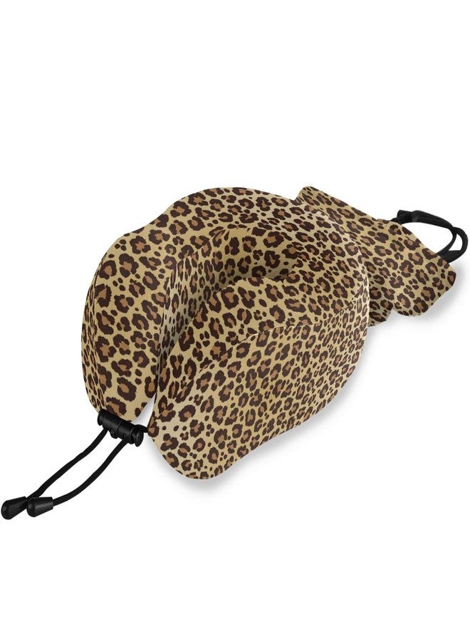 ALAZA Memory Foam Travel Pillow with Snap Clip Animal Leopard Print Geometric Brown Neck Pillow for Airplane Travel Kit, Soft Comfortable and Washable - Image 1