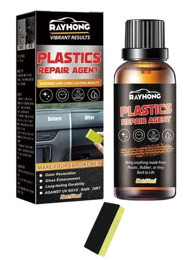 RAYHONG Car Plastic Renewal 50ml - UV Protectant Cleaner & Polish - Restores color and shine to bumpers, mirrors, handles, and interior and exterior plastic finishes - Image 1