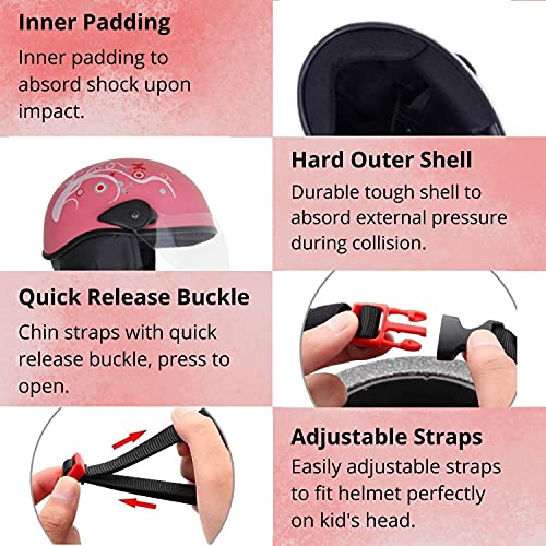 Western Era Half Helmet with Clear Visor for Men & Women ||Safety & Comfort|| Stylish Enhanced Design || (Pink Glossy) (Red Decal) (Large) - Image 4