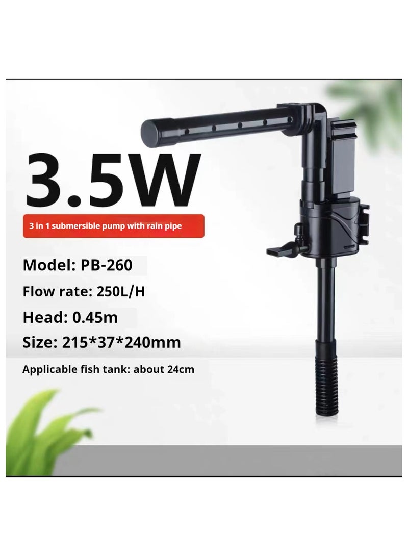 REPTIZOO Fish Tank Black Self Cleaning Submersible Pump 3 in 1 Filter Pump with Filteration, Oxygenation, Water Circulation Triple Function and Filter Sponge for PB-260(24*17*27CM) Series Fish Tank (PB260)  - Image 3