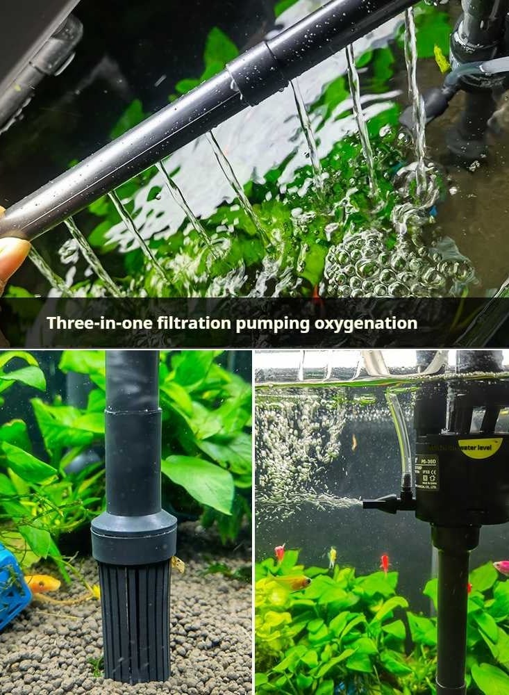 REPTIZOO Fish Tank Black Self Cleaning Submersible Pump 3 in 1 Filter Pump with Filteration, Oxygenation, Water Circulation Triple Function and Filter Sponge for PB-260(24*17*27CM) Series Fish Tank (PB260)  - Image 5
