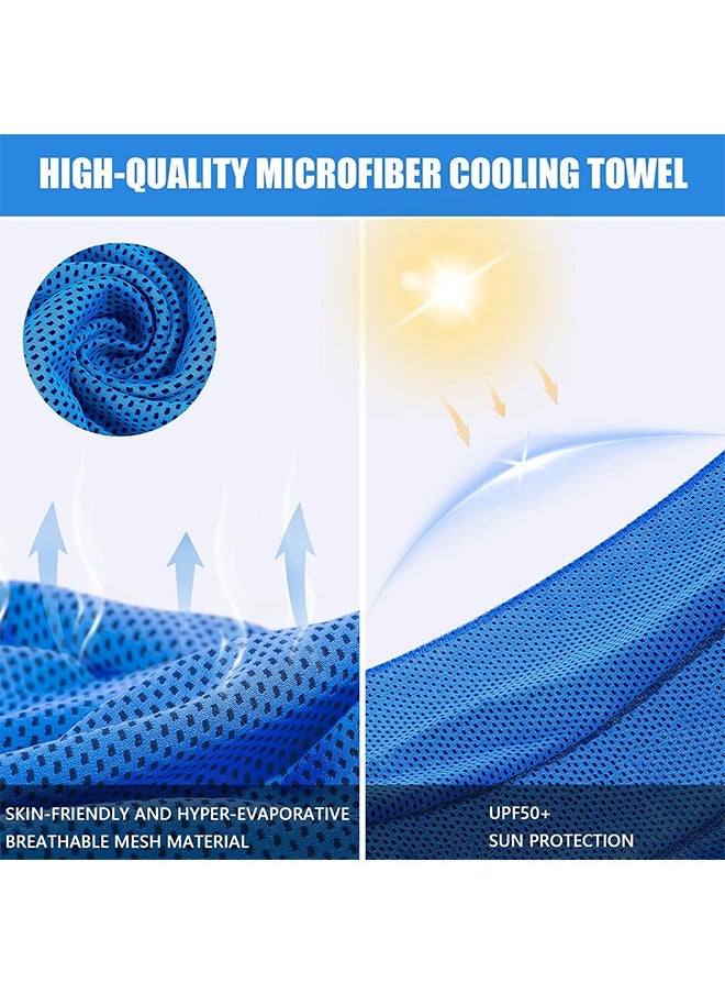 Hihonor 6PCS Cooling Towels for Hot Weather Instant Cold Breathable Towel Chilly Rags for Neck Sweat Towels for Gym Yoga Golf Tennis Workout Travel 100*30CM Blue  - Image 5