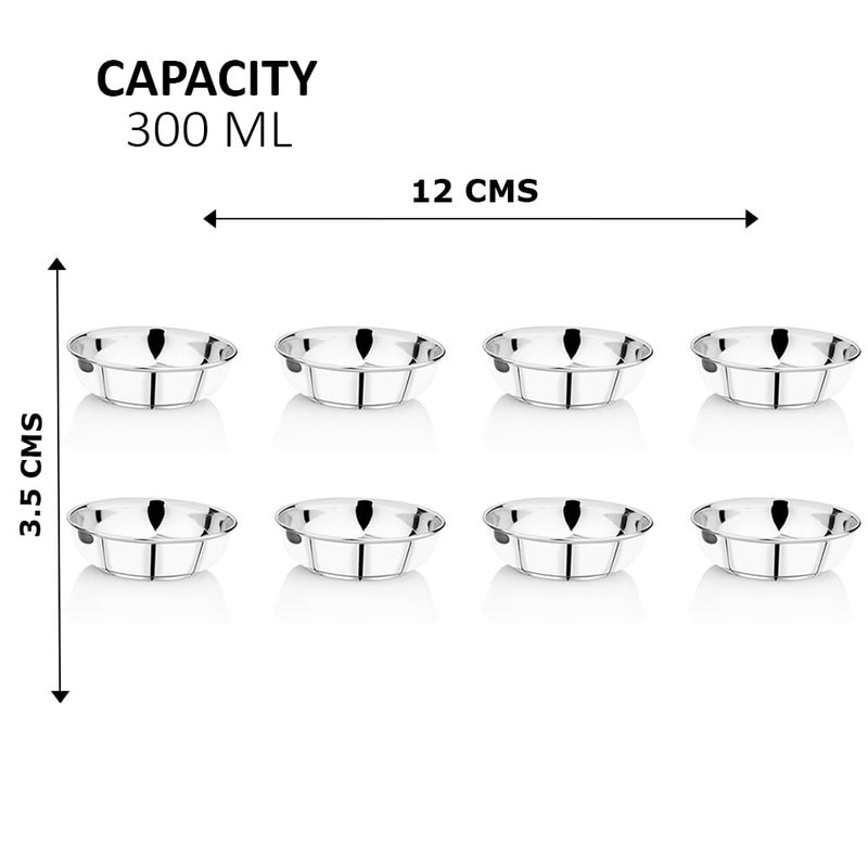 Ammantran Ammantran Stainless Steel Ras Malai Bowl 300 ML- Pack of 8 | Premium Dessert, Curd & Curry Serving Bowls | Ideal for Serving Delicious Sweets, Snacks, Ice Cream, etc - Image 2