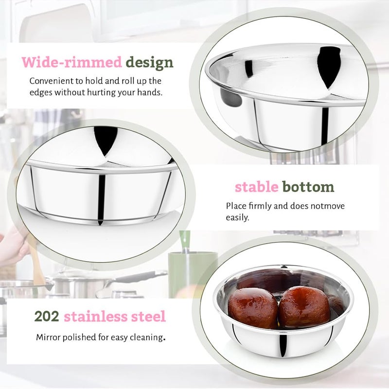 Ammantran Ammantran Stainless Steel Ras Malai Bowl 300 ML- Pack of 8 | Premium Dessert, Curd & Curry Serving Bowls | Ideal for Serving Delicious Sweets, Snacks, Ice Cream, etc - Image 5